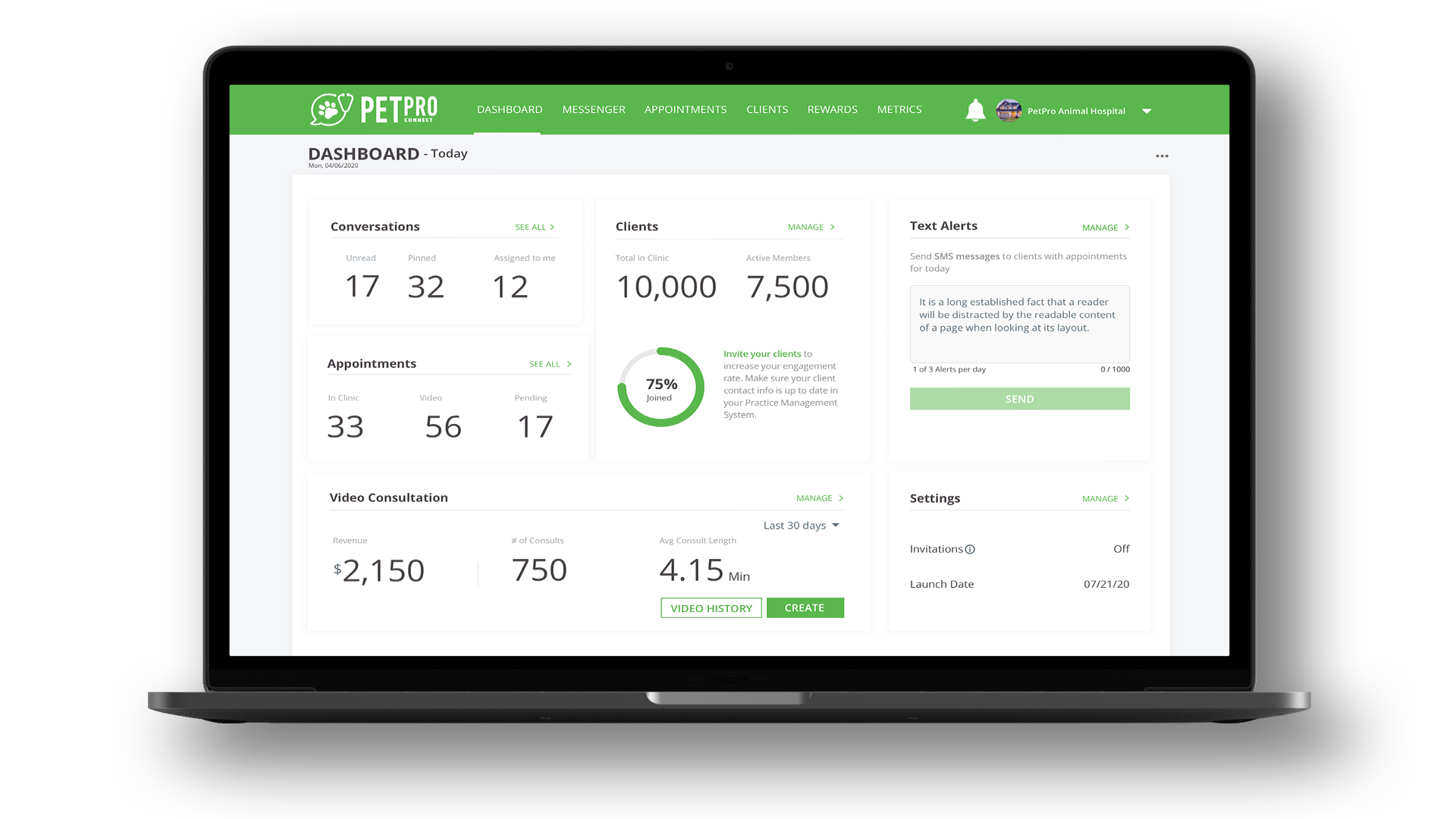 Screenshot of the PetPro Connect mobile app